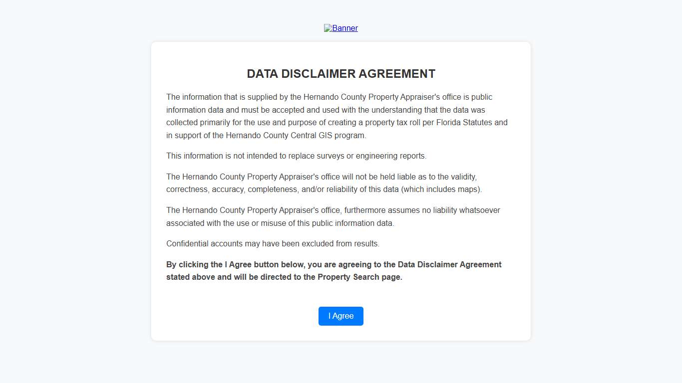 Data Disclaimer Agreement